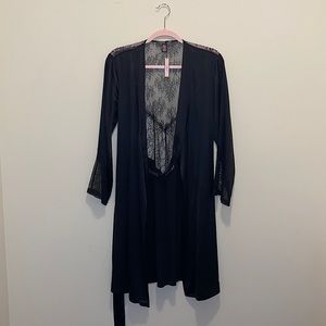 Victoria’s Secret Black silk lace robe